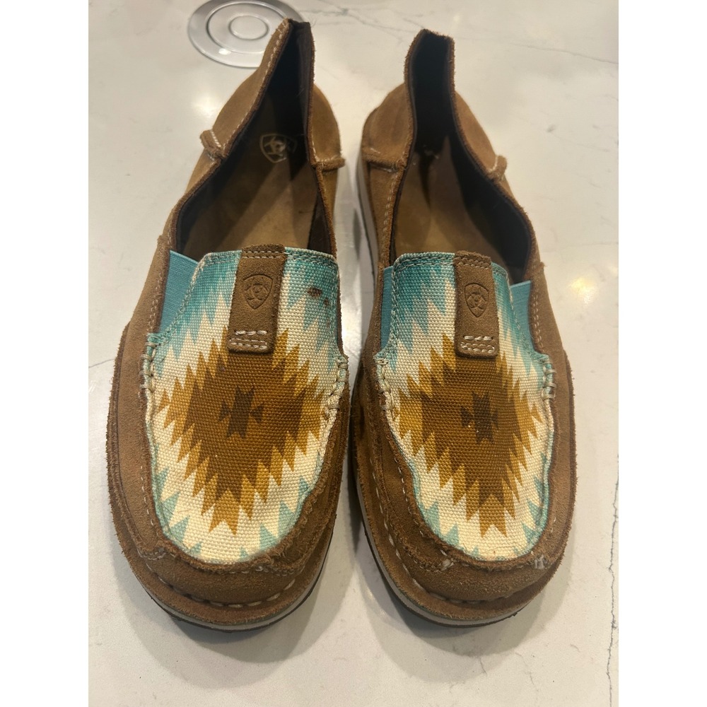 Ariat Cruiser Loafers Brown Southwestern Print Suede Slip On Shoes